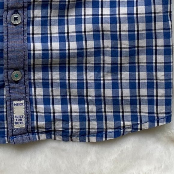 Mexx Blue Plaid Long Sleeve Motor Cycles Button Down Shirt Size 24-30 M - Picture 6 of 7